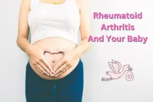 Arthritis Hands in a heart over a pregnant Belly